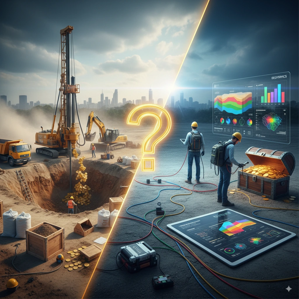 Análisis costo-beneficio: Geofísica vs métodos tradicionales de exploración de suelos